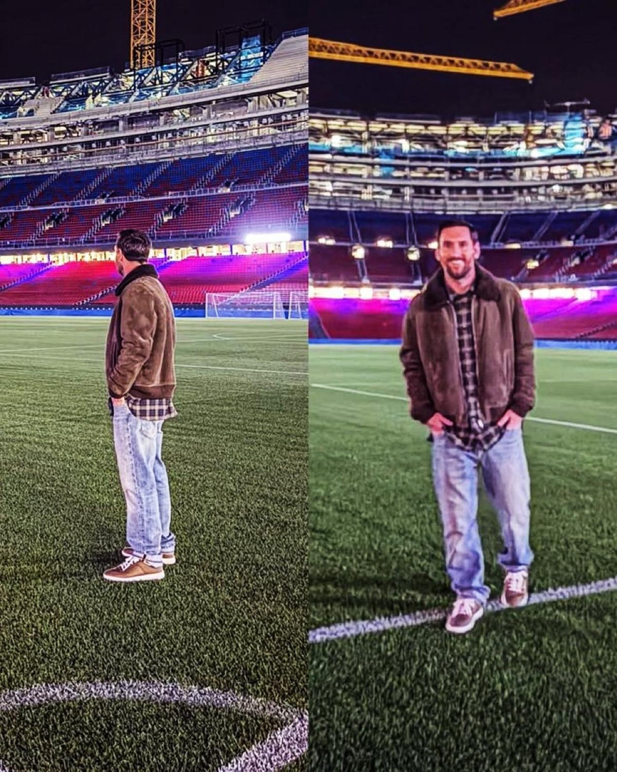 Leo Messi, durante su visita sorpresa al Camp Nou, antes de viajar a Alicante.