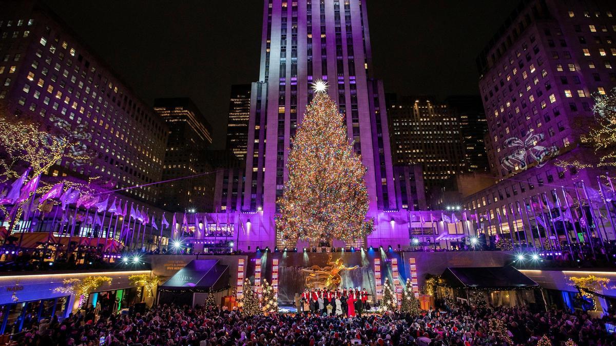 Iluminación del árbol de Navidad del Rockefeller Center en Nueva York