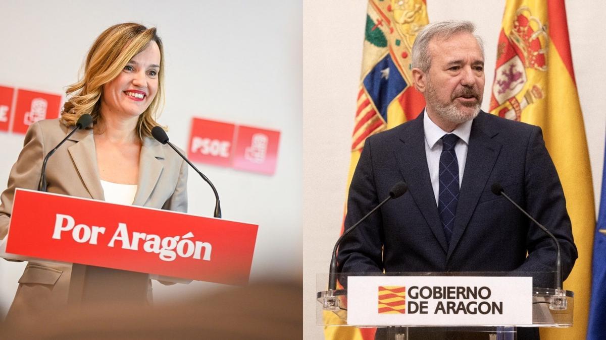Pilar Alegría y Jorge Azcón, candidata del PSOE y presidente y candidato del PP.