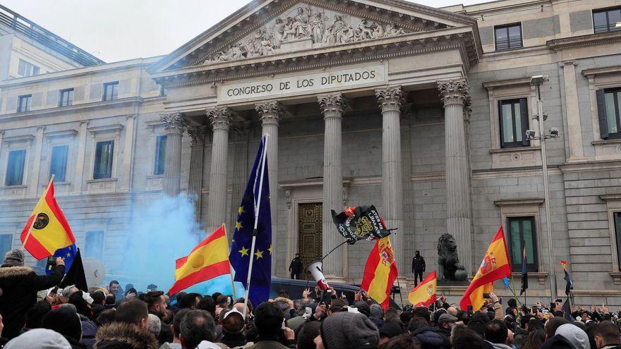 Las protestas frente al Congreso.