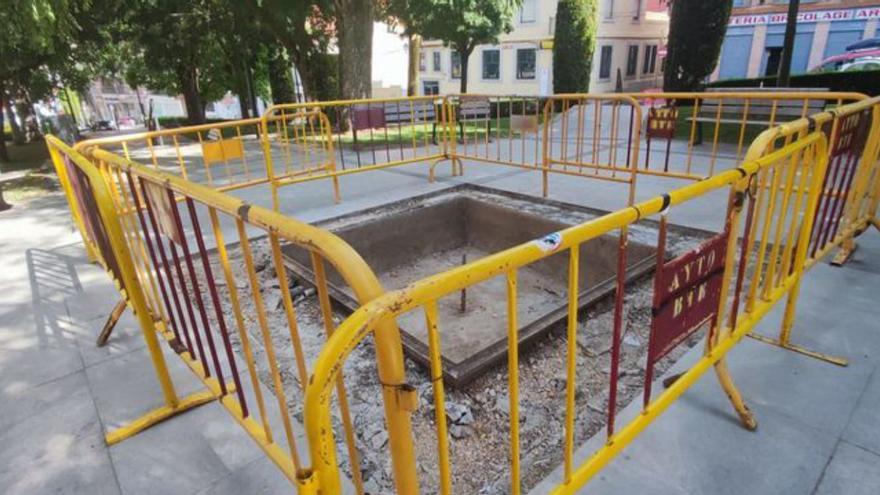 La plaza del Grano de Benavente, preparada para acoger el mosaico de La Veguilla