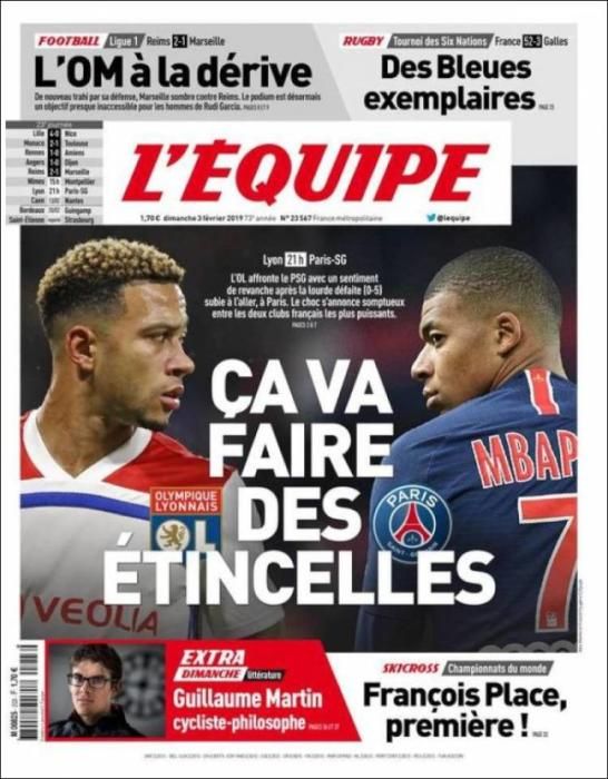 Portada L'ÉQUIPE domingo 3 febrero 2019