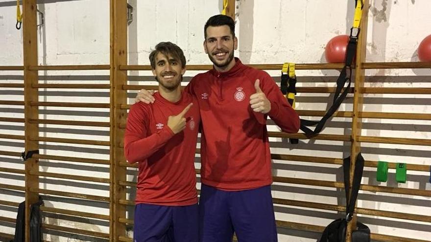 Marc Muniesa i Pedro Alcalá, diumenge passat, al gimnàs de l&#039;estadi de Montilivi