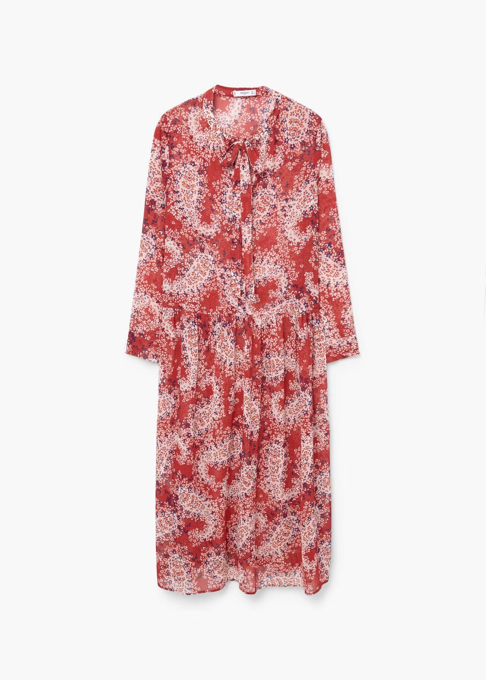 Vestidos boho chic para el otoño, con estampado rojo de Mango (59,99€)