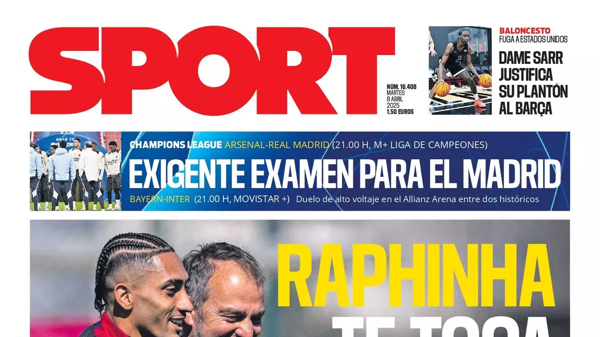 La portada de SPORT de hoy martes, 8 de abril de 2025