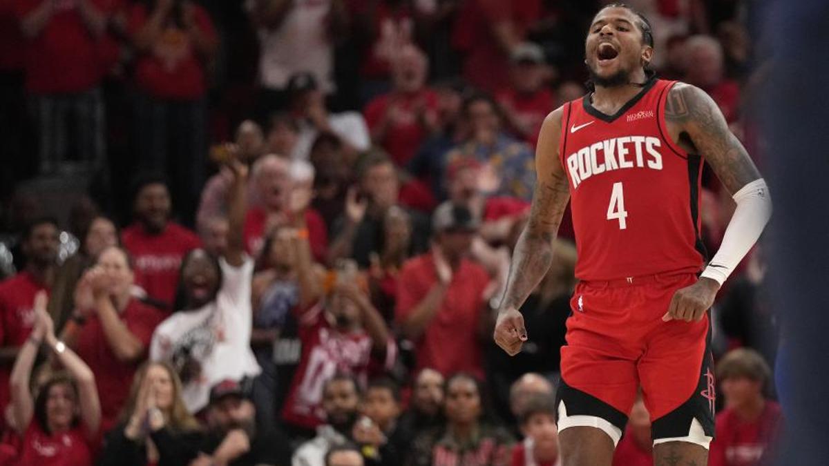 Jalen Green en un partido de playoffs ante los Warriors