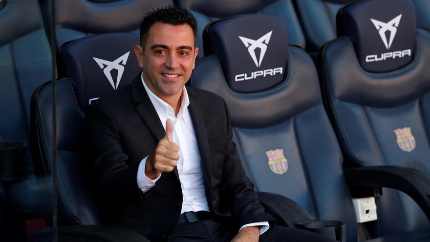 Xavi Hernández durant la seva presentació avui com a nou entrenador del FC Barcelona