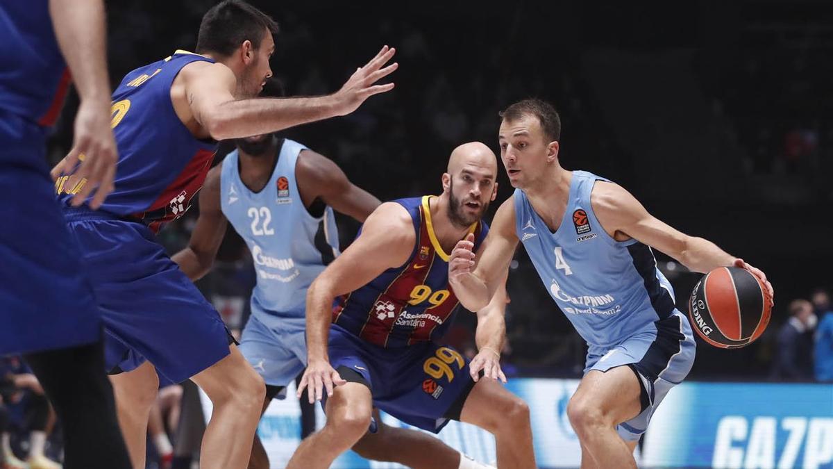 Kevin Pangos, en la primera vuelta contra el Barça en San Petersburgo