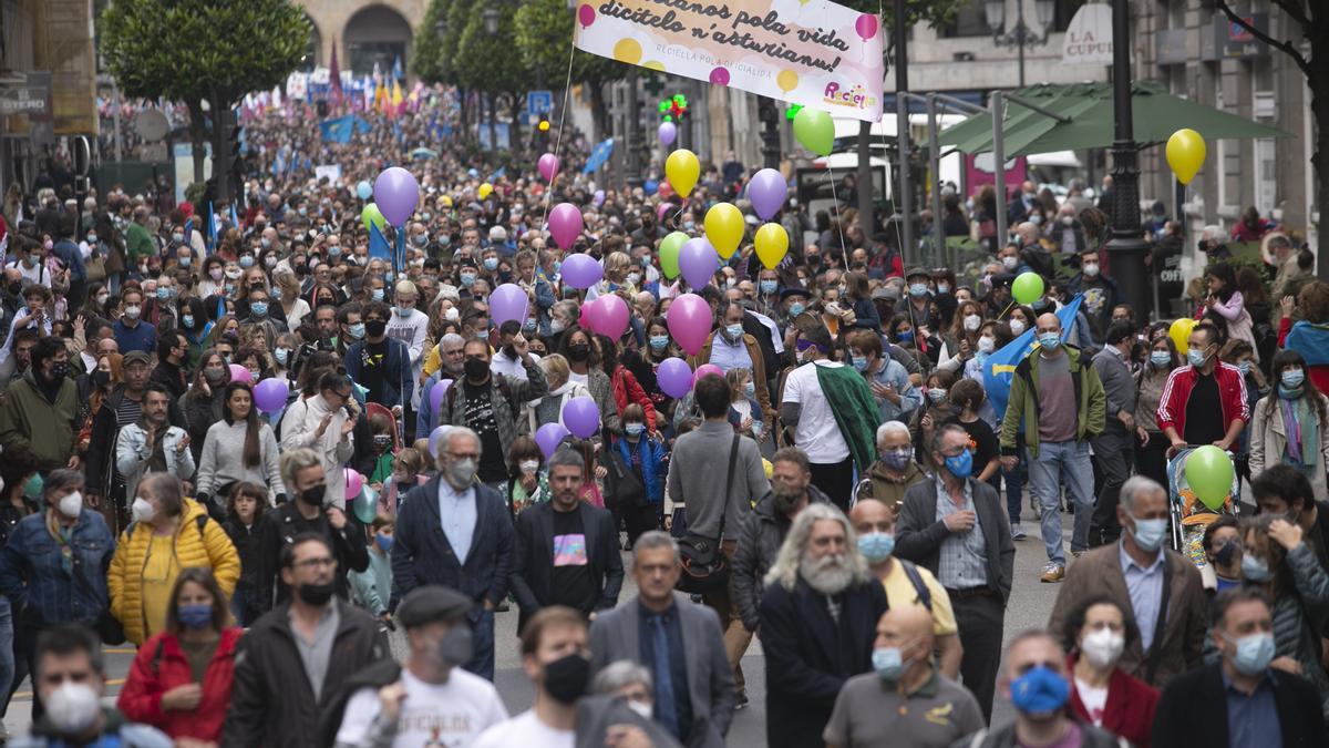 Los partidarios de la cooficialidad del asturiano se manifiestan en Oviedo