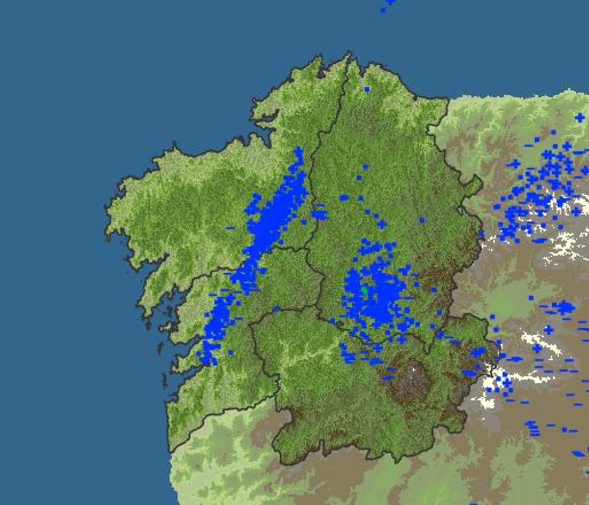 Visor de la red de detección de rayos de Meteogalicia.
