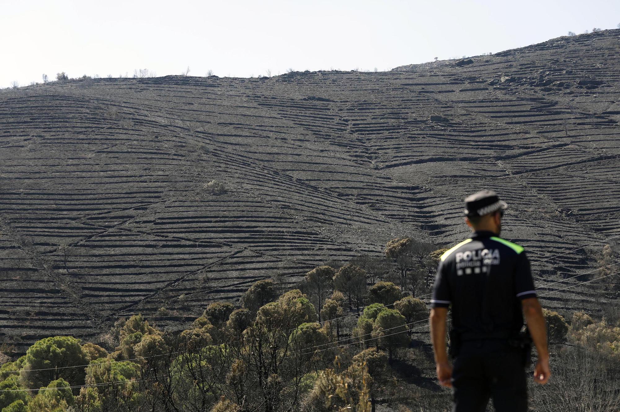 Treballs d'extinció i els danys de l'incendi de Llançà