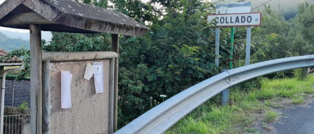 El acceso al pueblo de Collado, donde se produjo el accidente.