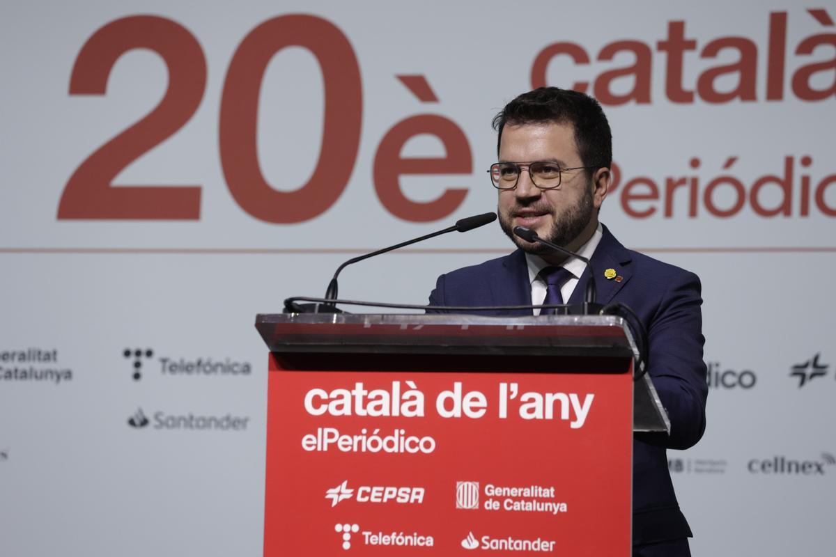 Català de l’Any 2022, en la imagen discurso de Pere Aragonès