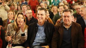 SEVILLA. 16 de FEBRERO DEL 2019. PresentaciÃ³n de la candidatura del socialista Juan Espadas a la reelecciÃ³n como alcalde de Sevilla. En la foto, con Susana DÃ­az y Pedro SÃ¡nchez. FOTO DE EUROPA PRESS