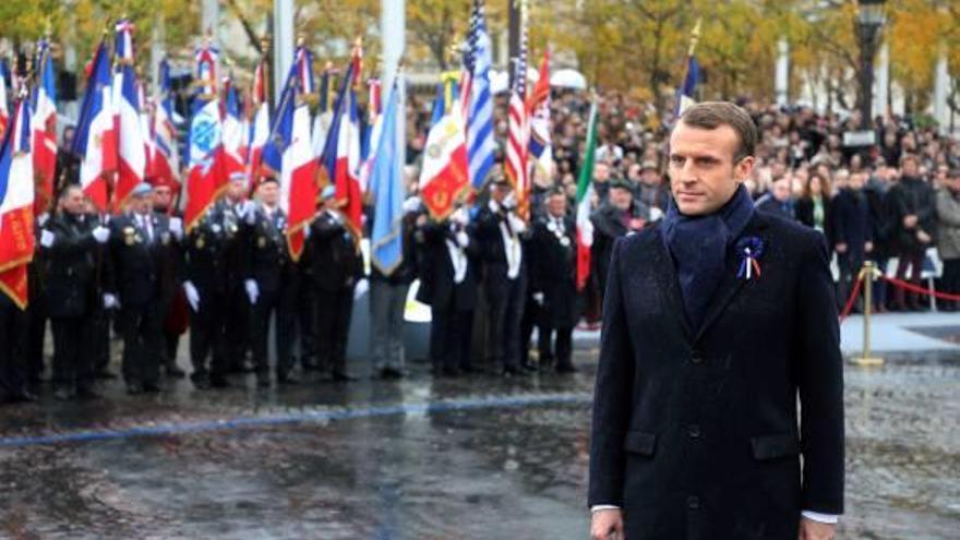 Emmanuel Macron, durant l&#039;acte del centenari de l&#039;Armistici.