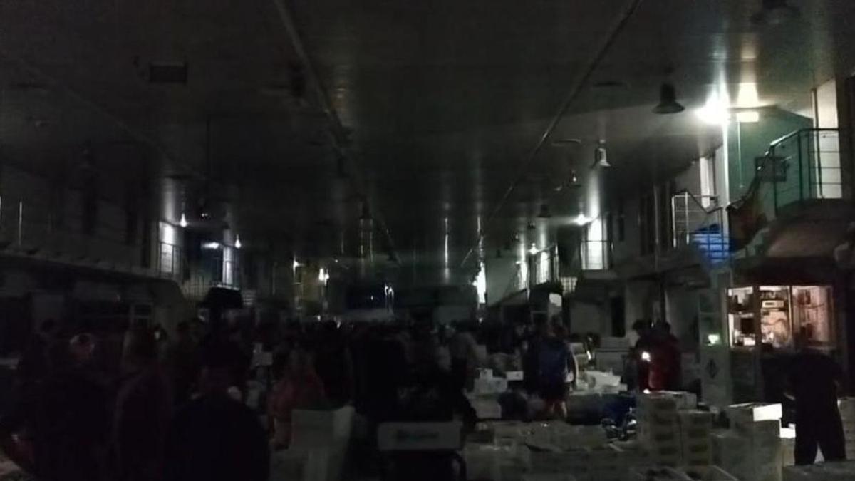 Un apagón deja a oscuras Mercamálaga y paraliza toda la actividad