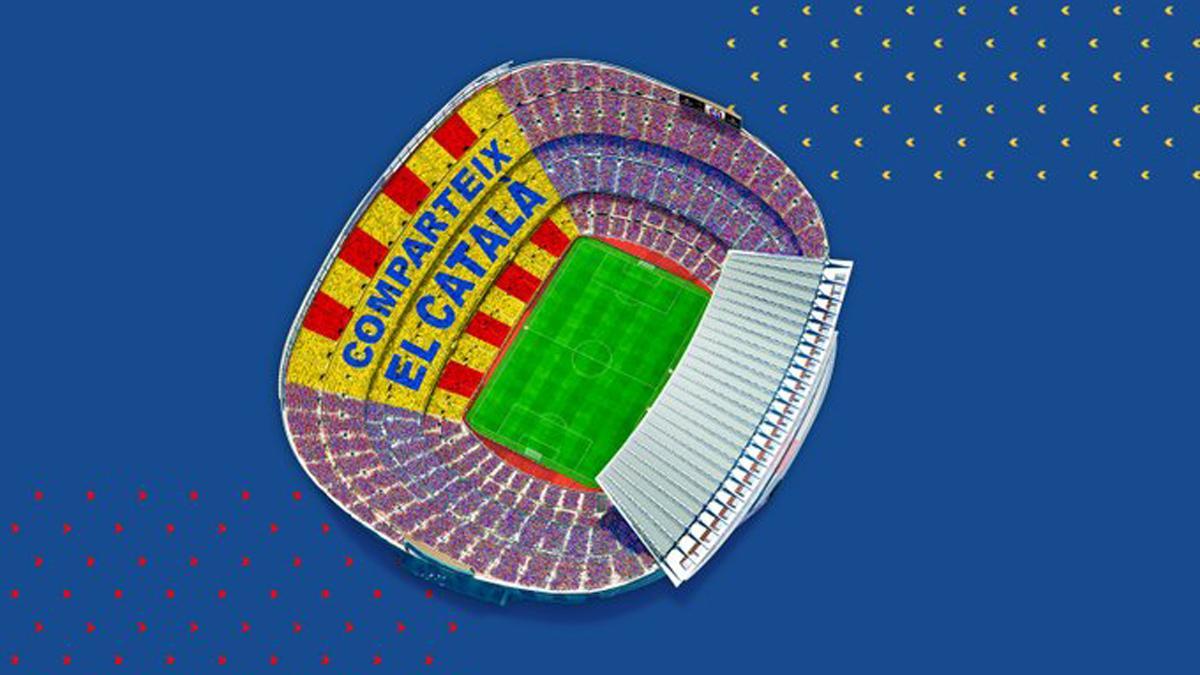 El FC Barcelona y Òmnium darán visibilidad a la campaña en favor del catalán con este mosaico en el partido contra el Atlético de Madrid