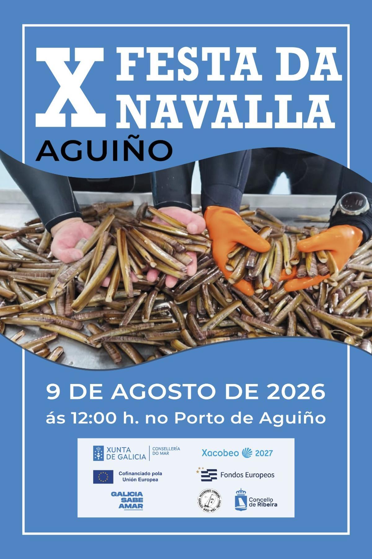 Cartel promocional da décima Festa da Navalla de Aguiño.