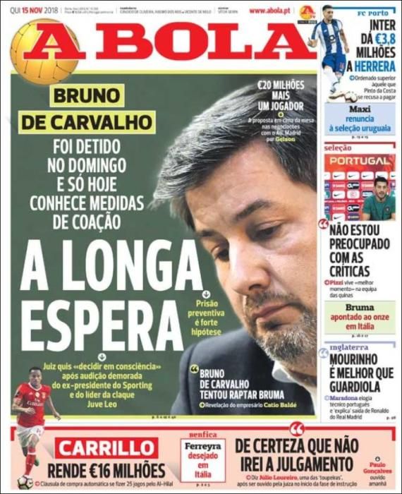 Portada À BOLA jueves 15 noviembre 2018