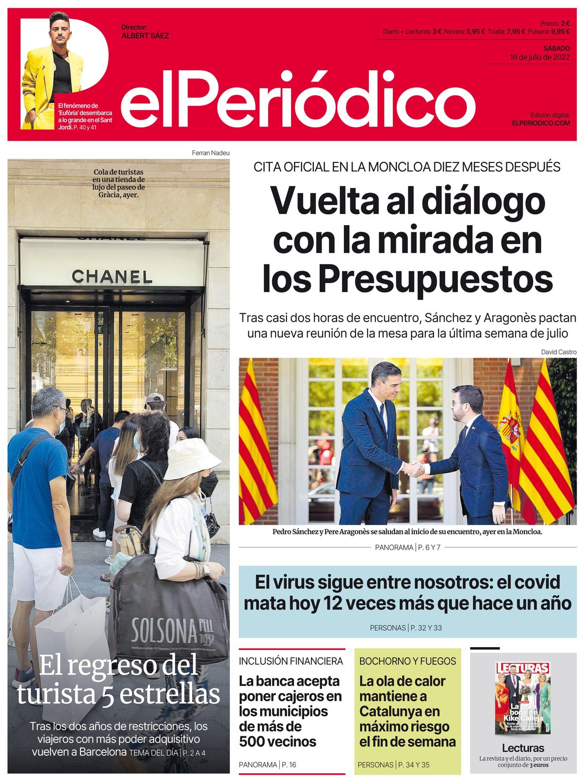 La portada d’EL PERIÓDICO del 16 de juliol del 2022 La portada d’EL PERIÓDICO del 16 de juliol del 2022