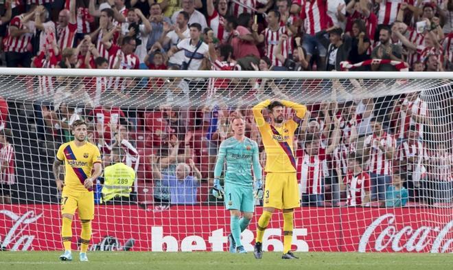 Imágenes del partido entre el  Athletic Club Bilbao,1 - FC Barcelona, 0 correspondiente a la jornada 01 de LaLiga Santander y que se ha disputado en San Mamés, Bilbao.