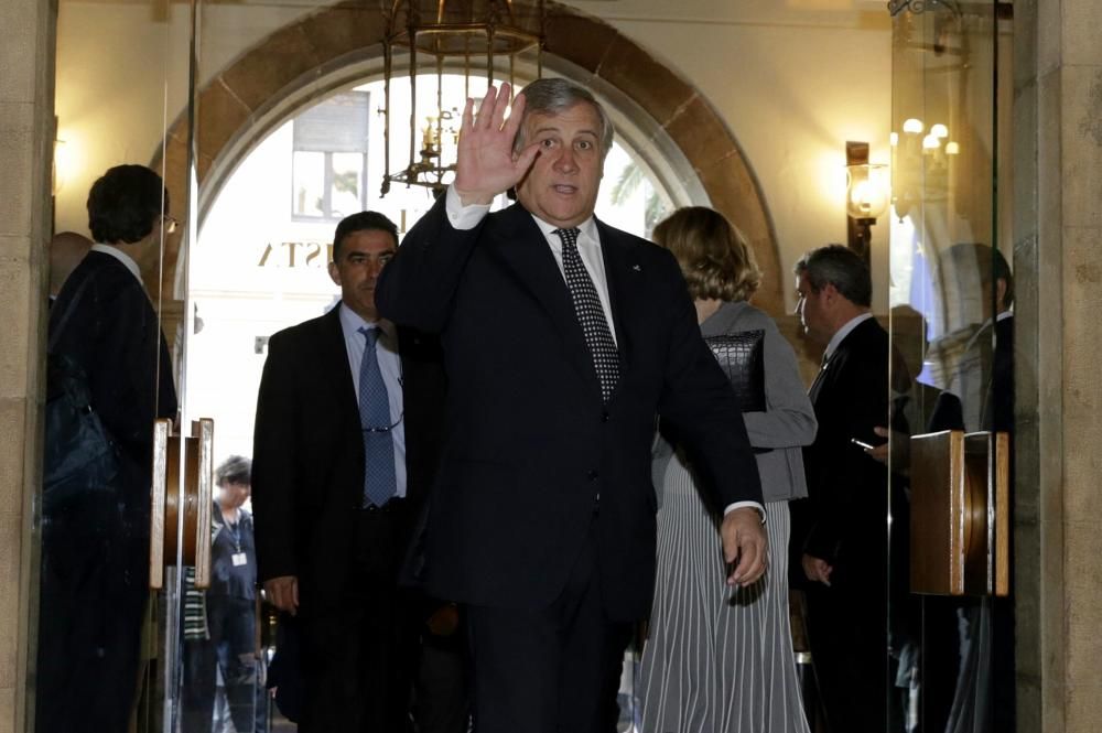 Antonio Tajani a su llegada al Hotel Reconquista