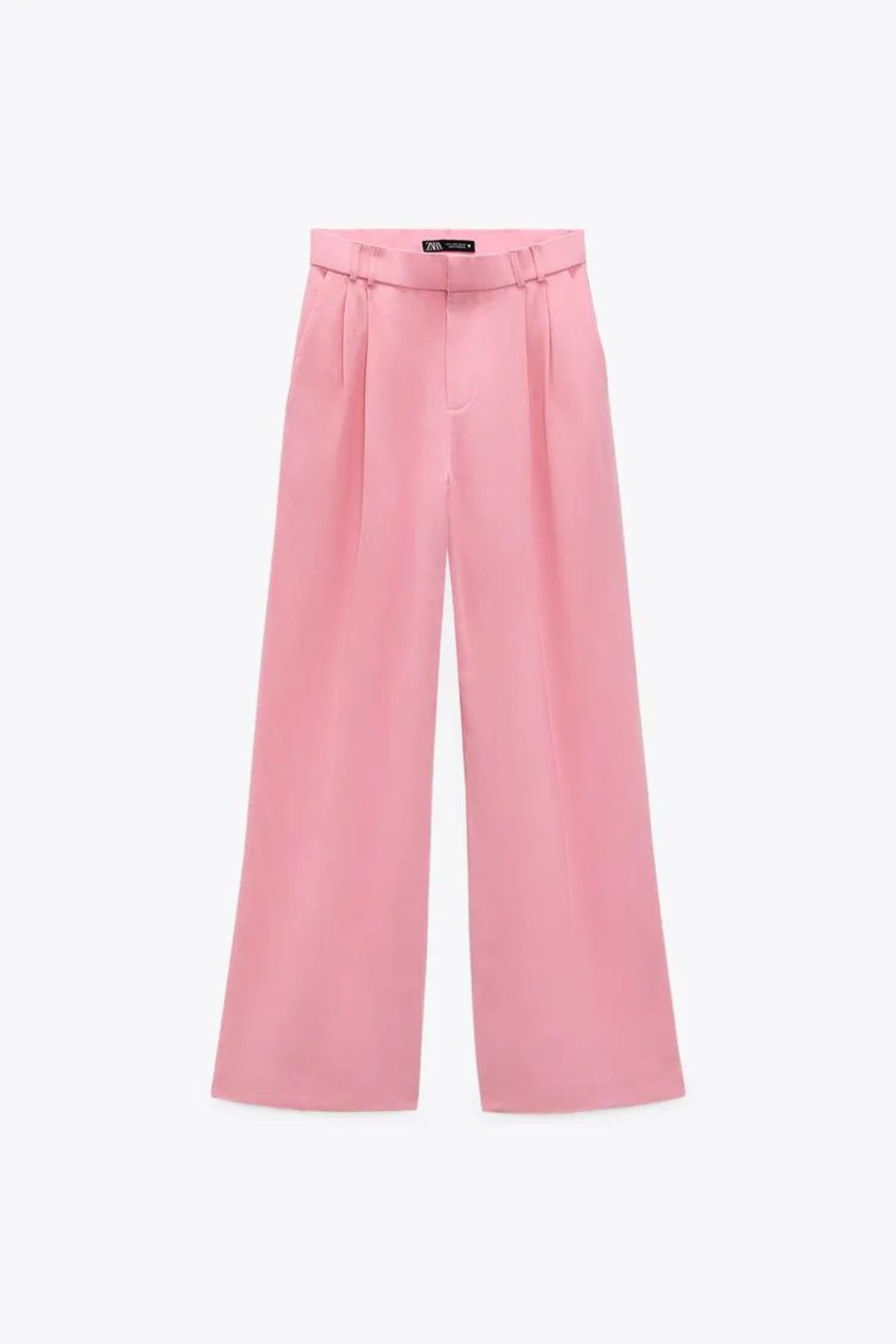 Pantalón en lino de color rosa