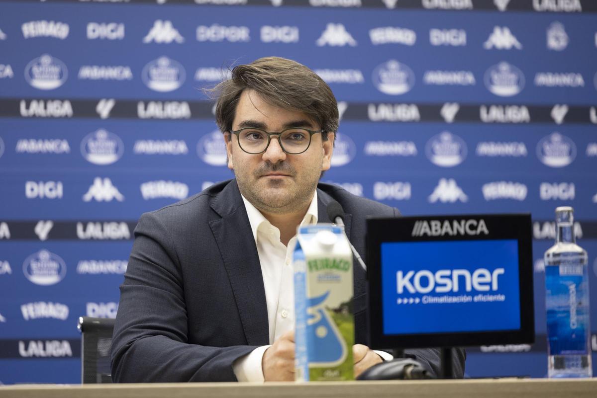 Massimo Benassi, en la sala de prensa de Riazor tras el partido entre el Deportivo y el Leganés.