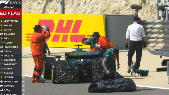 El Aston Martin, esta mañana en Bahrein.