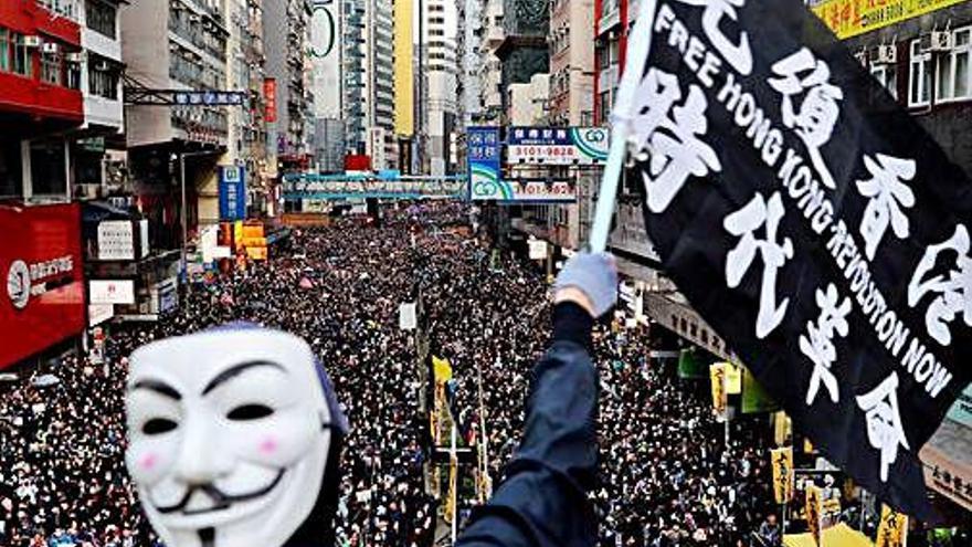 Protesta a Hong Kong en motiu al Dia Mundial dels Drets Humans.