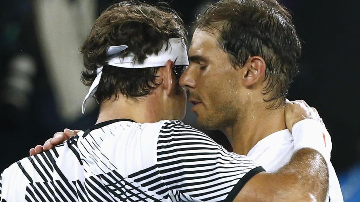 Federer y Nadal, tras el partido.