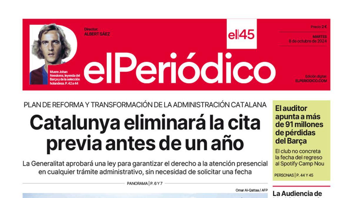 La portada de EL PERIÓDICO del 8 de octubre de 2024