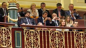 Los presidentes autonómicos de la Región de Murcia, Comunidad Valenciana y Aragón en el Congreso de los Diputados.