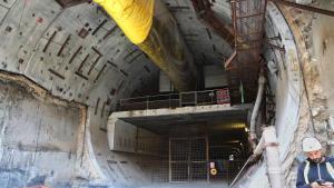 El tunel de la línea 9, en la Sagrera, que en el futuro permitirá conectar los dos tramos ya terminados y en funcionamiento