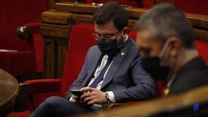 Pere Aragonès durante un debate de política general en el Parlament en septiembre de 2020.