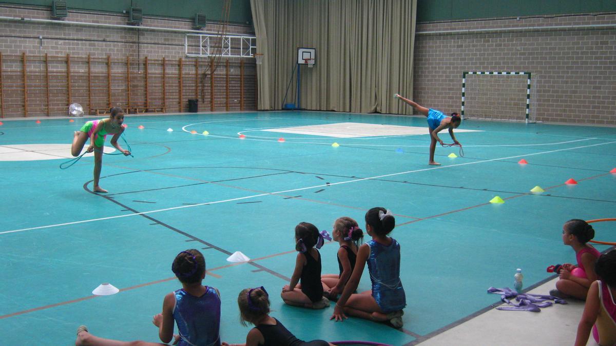 Participantes en la escuela de gimnasia, en una exhibición celebrada en el pabellón en anteriores temporadas