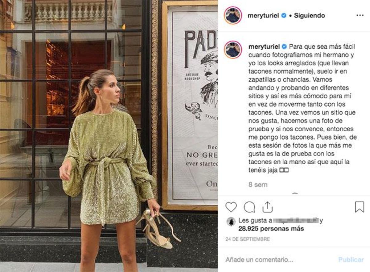 Mery Turiel con vestido corto de mangas abullonadas de lentejuelas de Asos