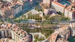 Imagen virtual de la plaza de Ferran Reyes y los Jardins de Maria Soteras tras su nueva reforma