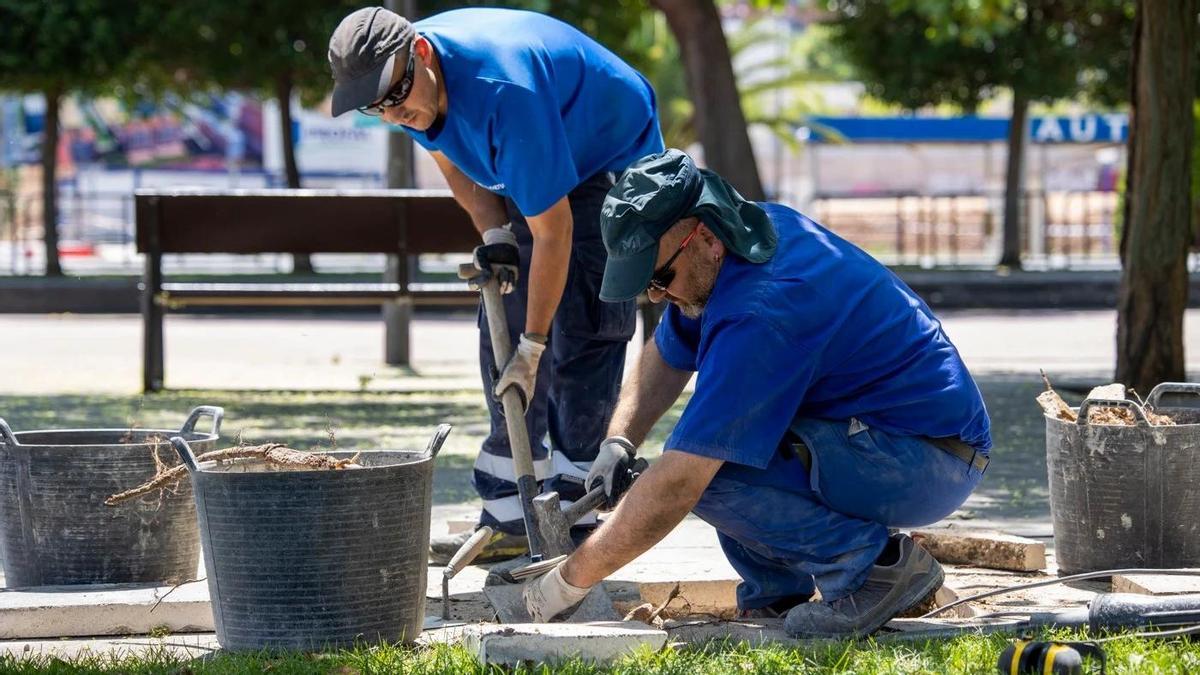 Autónomos de edificación y reformas en una jornada calurosa, al aire libre.