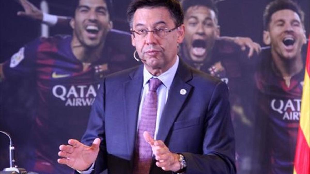 Bartomeu, ayer en la presentación de su programa electoral.