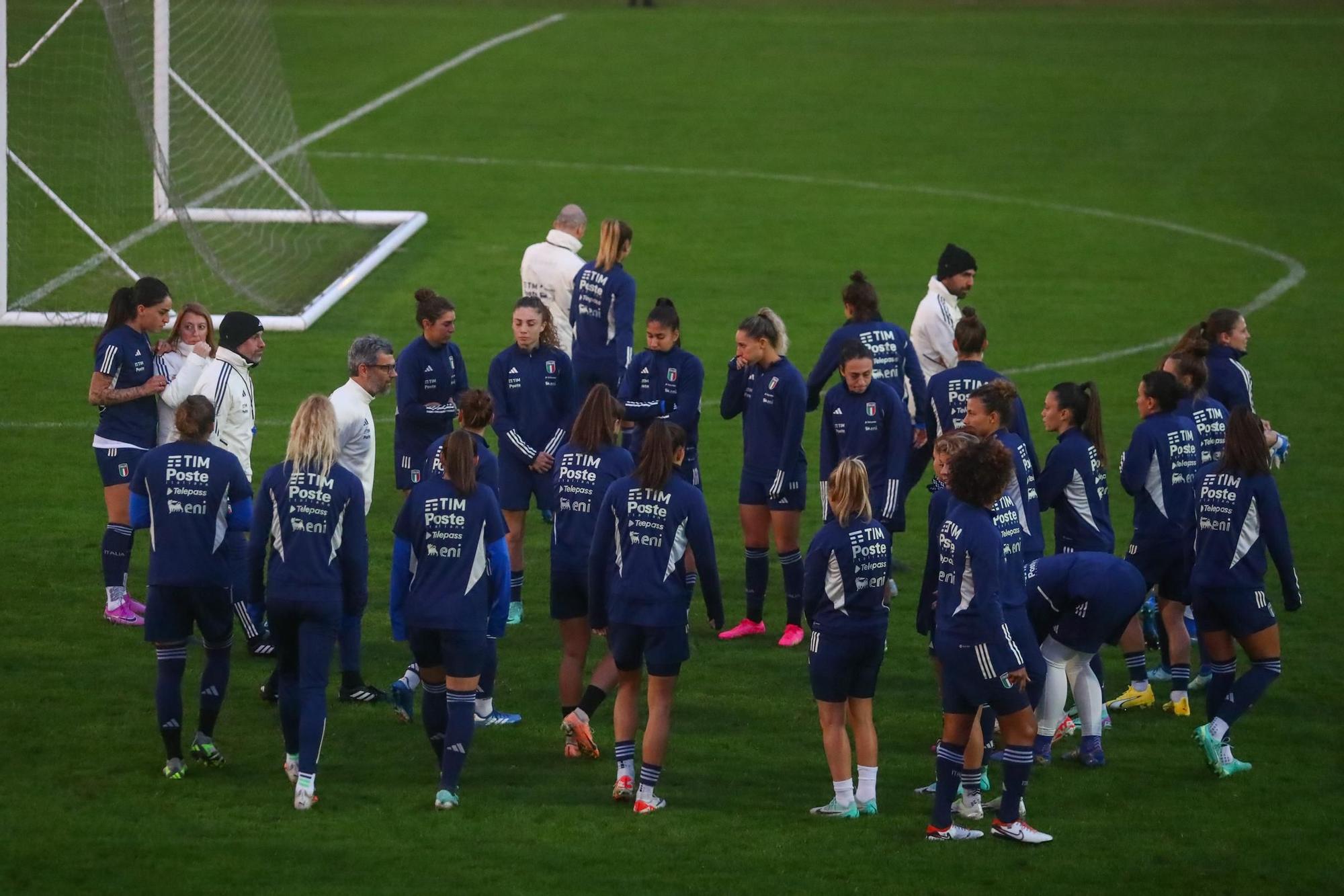La selección de Italia, durante la sesión de entrenamiento en Cambados