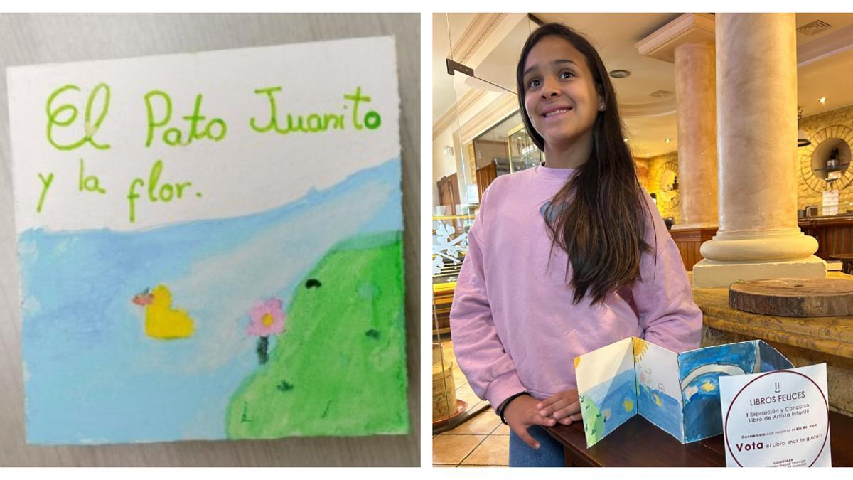 La ganadora, con su trabajo, cuya portada se aprecia a la izquierda.