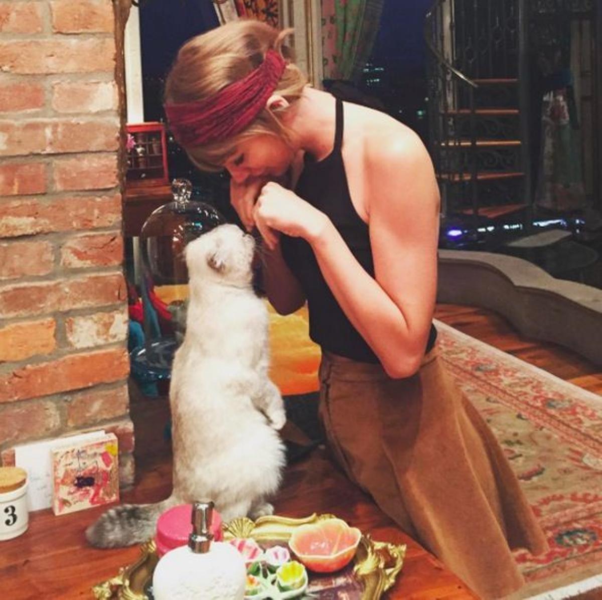 7. Taylor Swift jugando con su gato