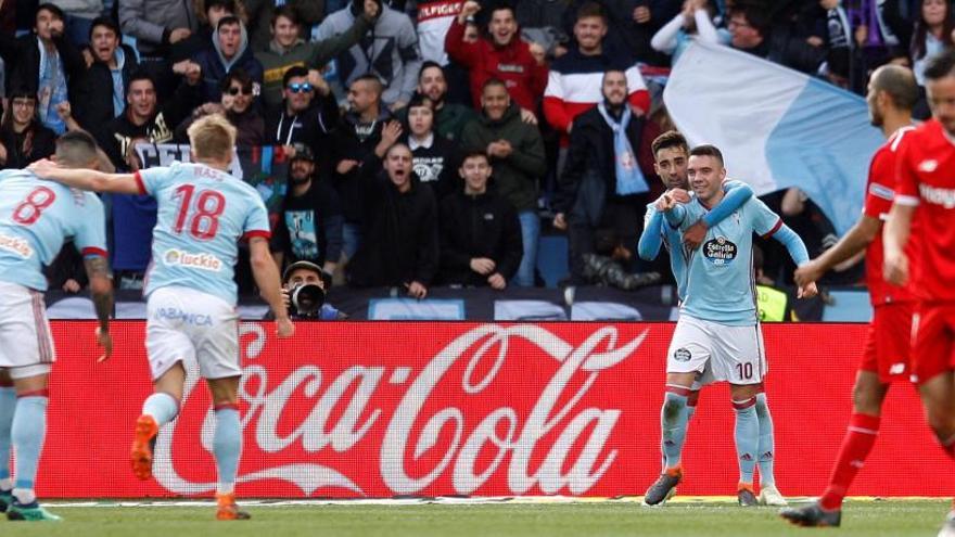 Celebración de uno de los goles del Celta