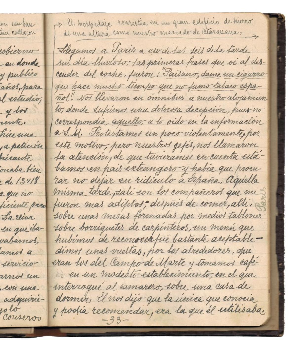 Una página de los recuerdos manuscritos del litógrafo Joaquín Gutiérrez, 1954.