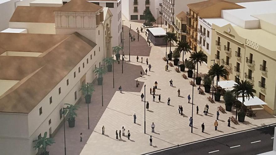 Recreación de la peatonalización de la plaza de Las Carmelitas de Vélez Málaga.