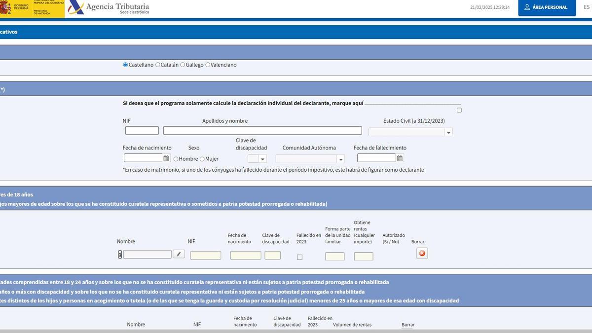 Portal de Renta WEB Open en la Agencia Tributaria.