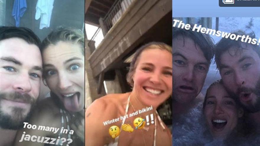 Elsa Pataky y Chris Hemsworth se divierten en bikini y bañador en la nieve