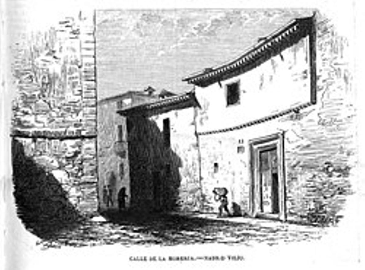 Calle de la Morería en un grabado de mediados del siglo XIX