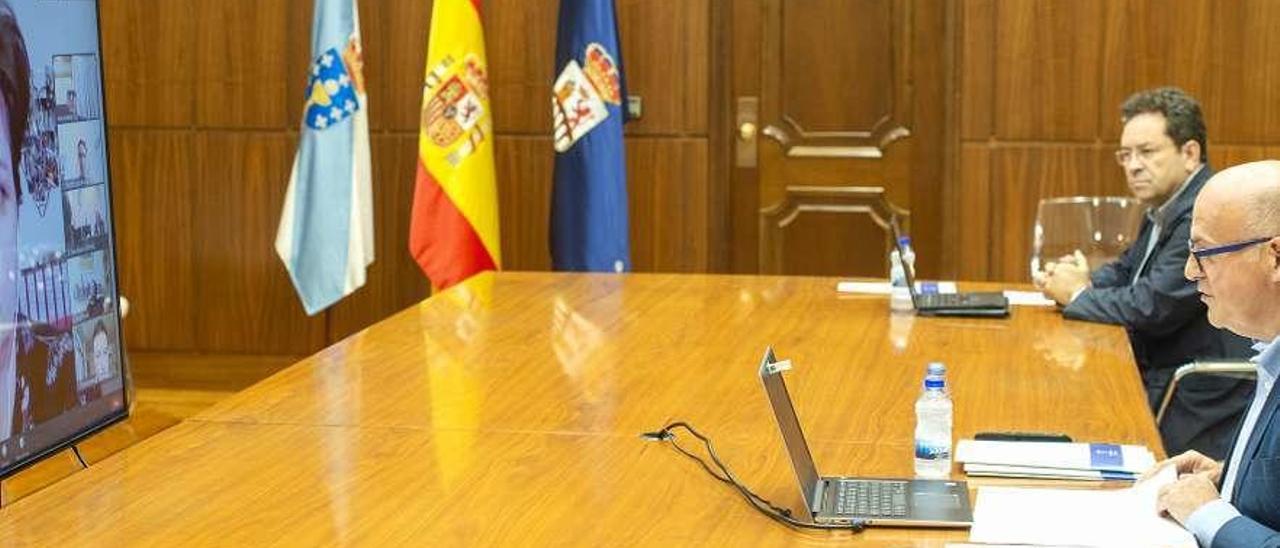 Manuel Baltar, en la reunión telemática con el comité ejecutivo de la EHTTA. // FdV